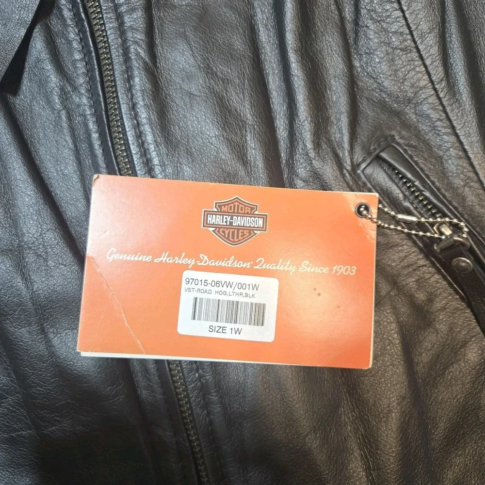 Vintage NWT Harley Davidson American Legend Vest 1W 16-18 Road Hog Leather Black